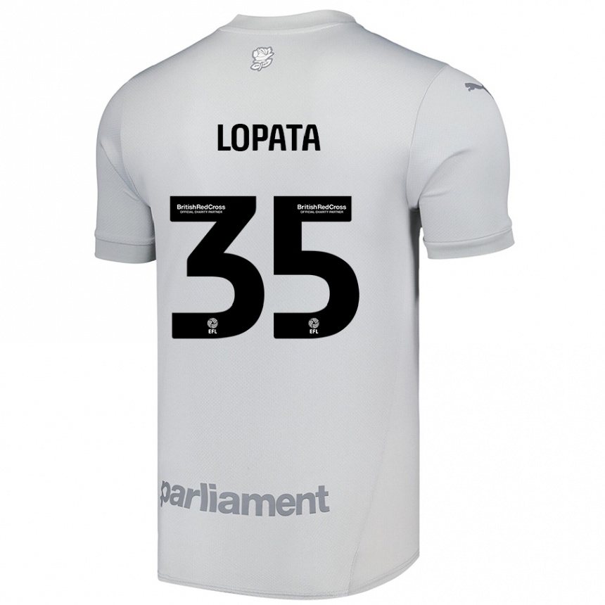 Niño Fútbol Camiseta Kacper Lopata #35 Gris Plata 2ª Equipación 2024/25 Perú