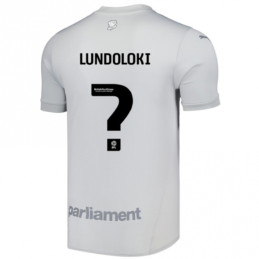 Niño Fútbol Camiseta Geoffrey Lundoloki #0 Gris Plata 2ª Equipación 2024/25 Perú