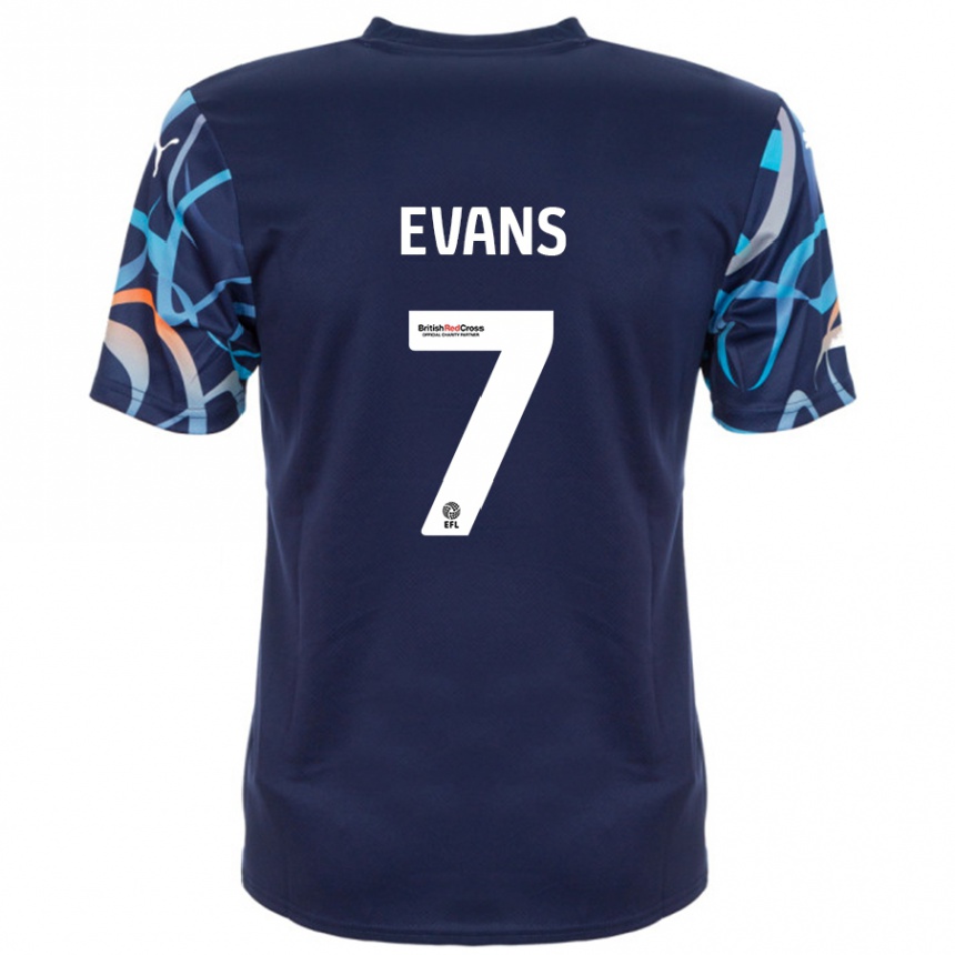 Niño Fútbol Camiseta Lee Evans #7 Azul Marino 2ª Equipación 2024/25 Perú