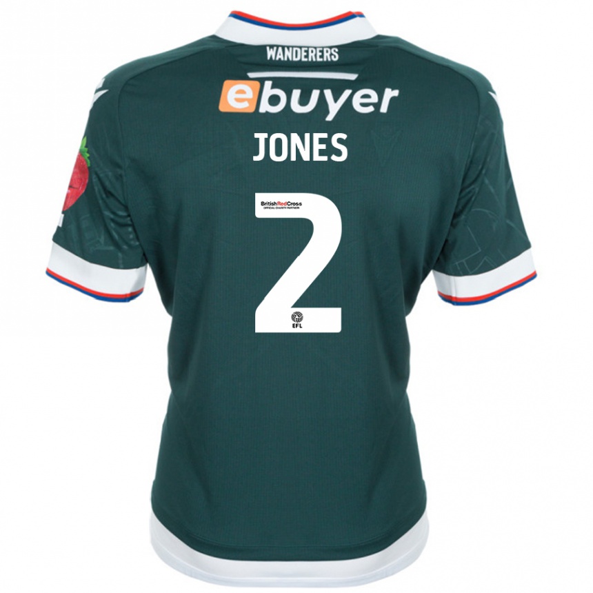 Niño Fútbol Camiseta Gethin Jones #2 Verde Oscuro 2ª Equipación 2024/25 Perú