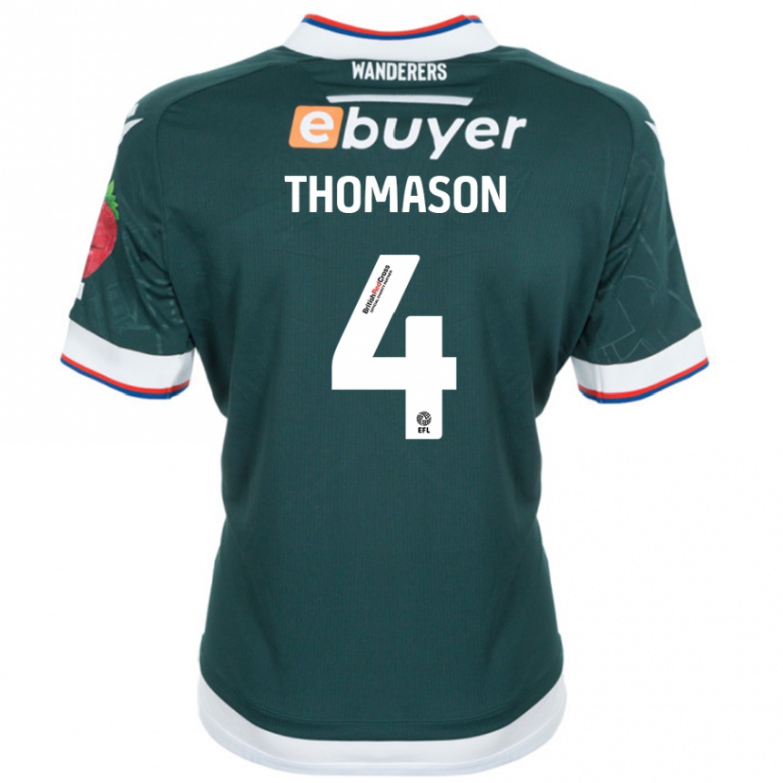 Niño Fútbol Camiseta George Thomason #4 Verde Oscuro 2ª Equipación 2024/25 Perú