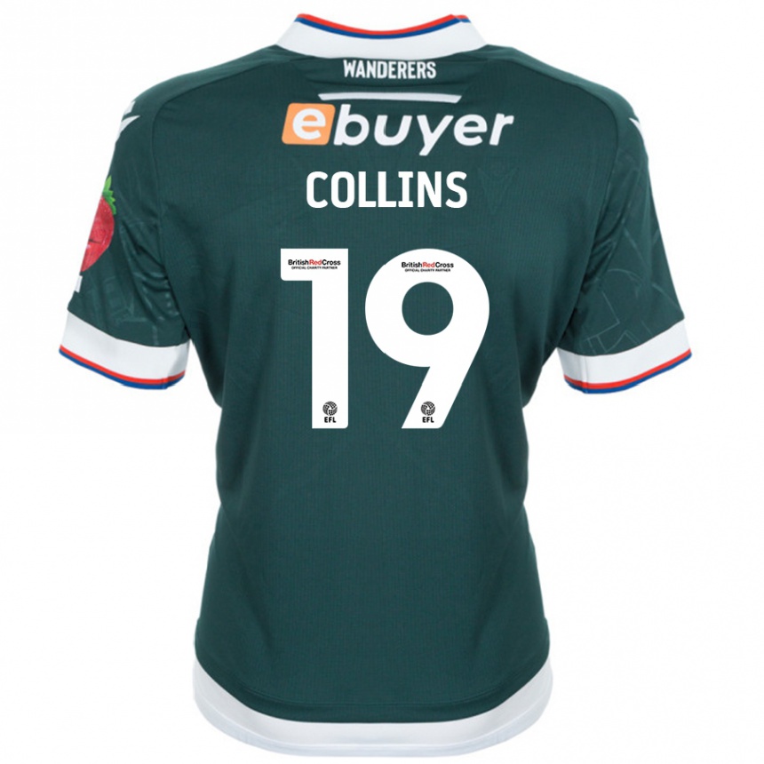 Niño Fútbol Camiseta Aaron Collins #19 Verde Oscuro 2ª Equipación 2024/25 Perú