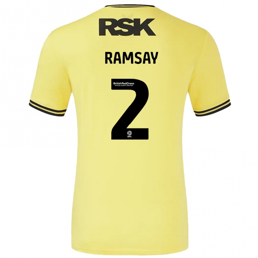 Niño Fútbol Camiseta Kayne Ramsay #2 Amarillo Negro 2ª Equipación 2024/25 Perú