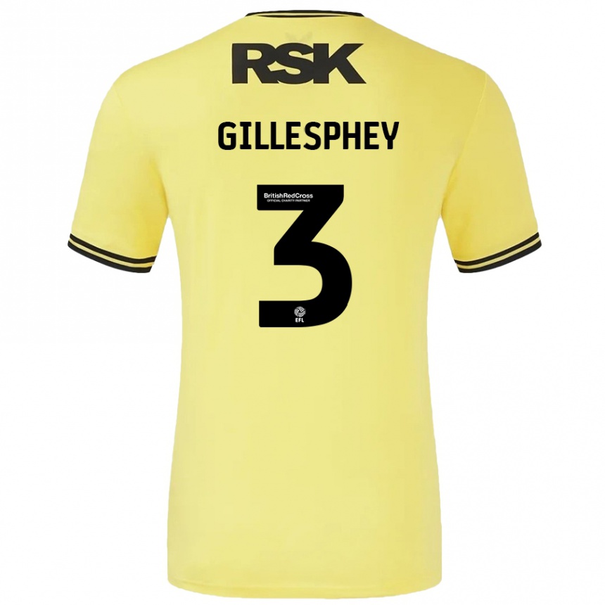 Niño Fútbol Camiseta Macaulay Gillesphey #3 Amarillo Negro 2ª Equipación 2024/25 Perú