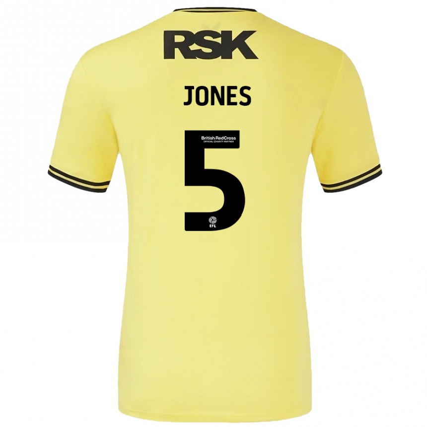 Niño Fútbol Camiseta Lloyd Jones #5 Amarillo Negro 2ª Equipación 2024/25 Perú