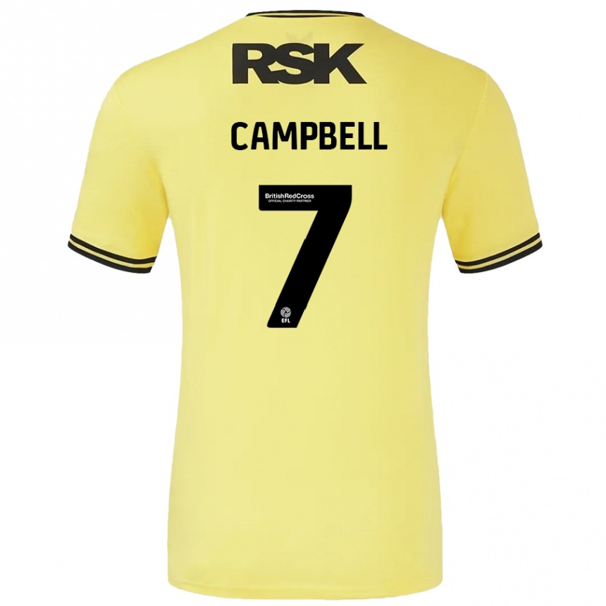 Niño Fútbol Camiseta Tyreece Campbell #7 Amarillo Negro 2ª Equipación 2024/25 Perú