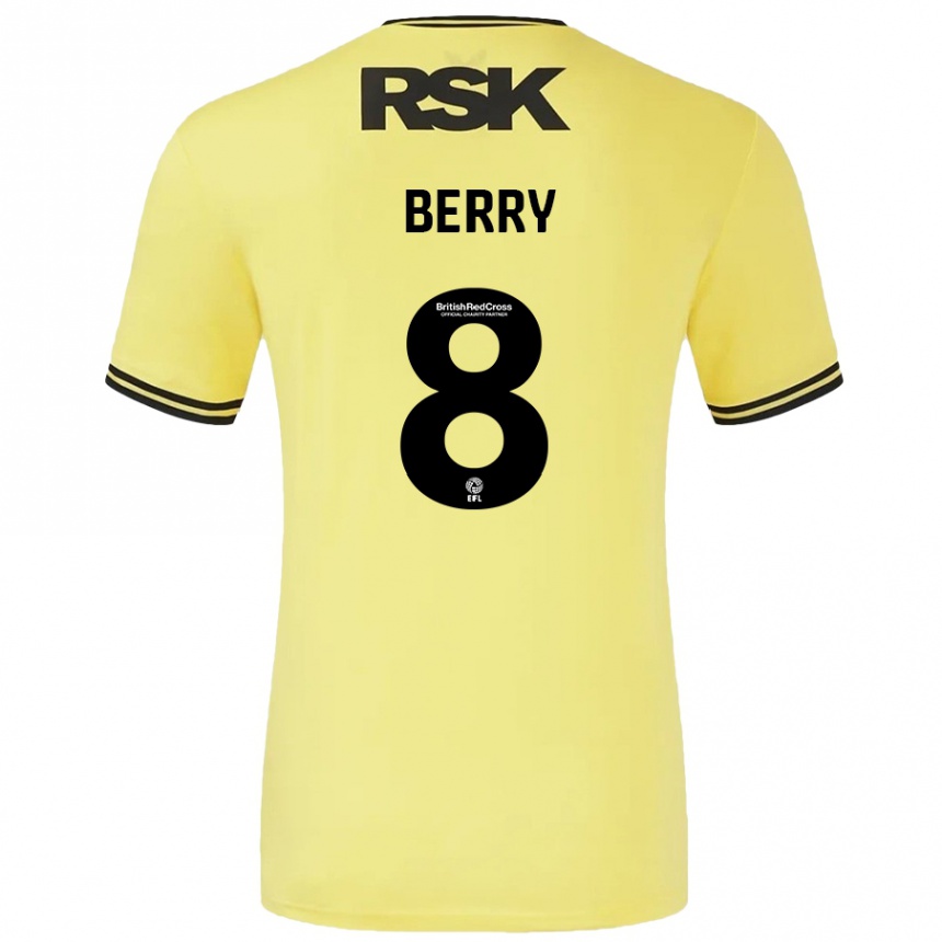 Niño Fútbol Camiseta Luke Berry #8 Amarillo Negro 2ª Equipación 2024/25 Perú