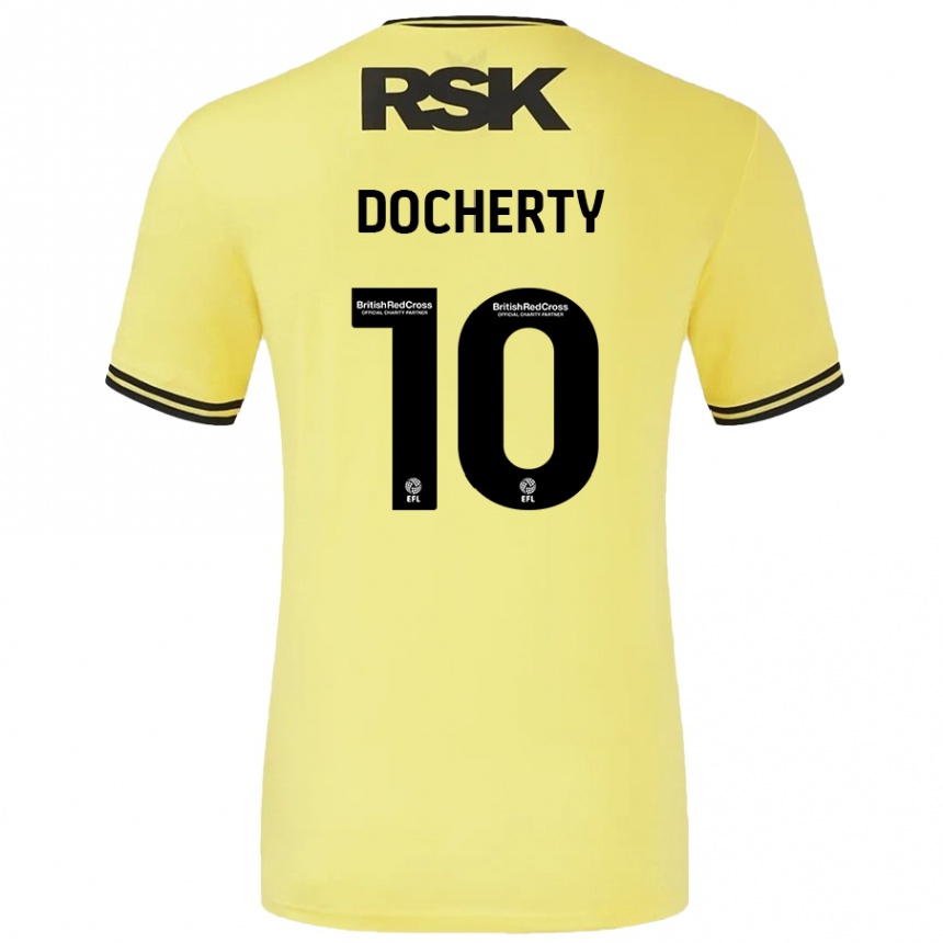 Niño Fútbol Camiseta Greg Docherty #10 Amarillo Negro 2ª Equipación 2024/25 Perú