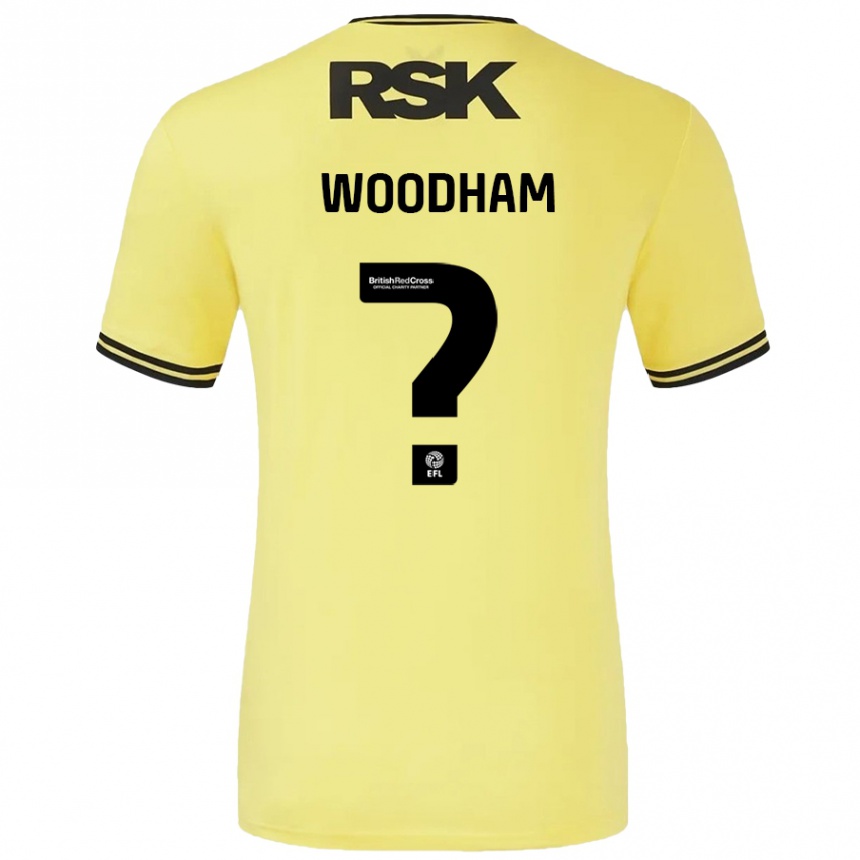 Niño Fútbol Camiseta Finley Woodham #0 Amarillo Negro 2ª Equipación 2024/25 Perú