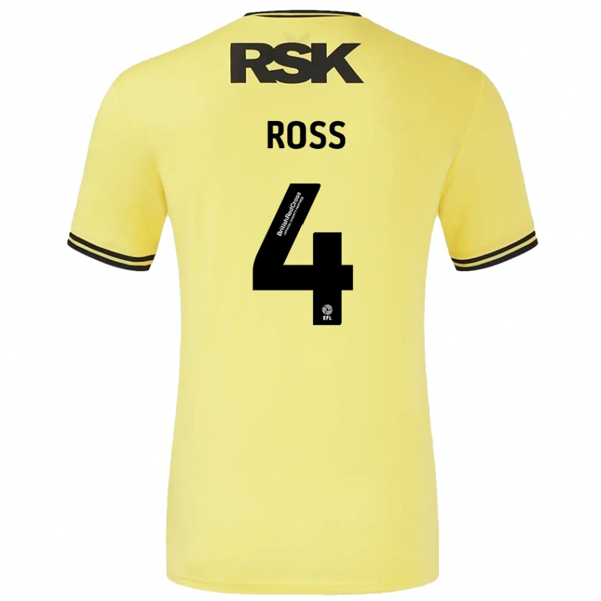 Niño Fútbol Camiseta Mia Ross #4 Amarillo Negro 2ª Equipación 2024/25 Perú