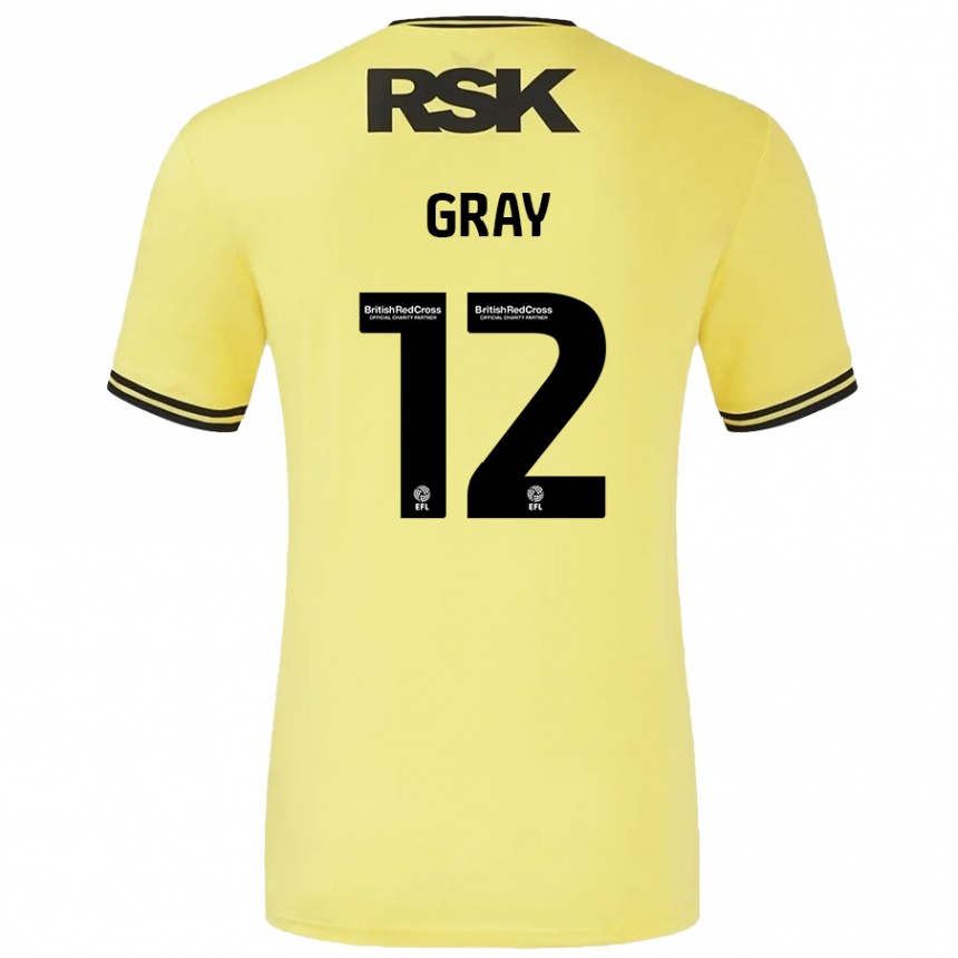 Niño Fútbol Camiseta Jessica Gray #12 Amarillo Negro 2ª Equipación 2024/25 Perú