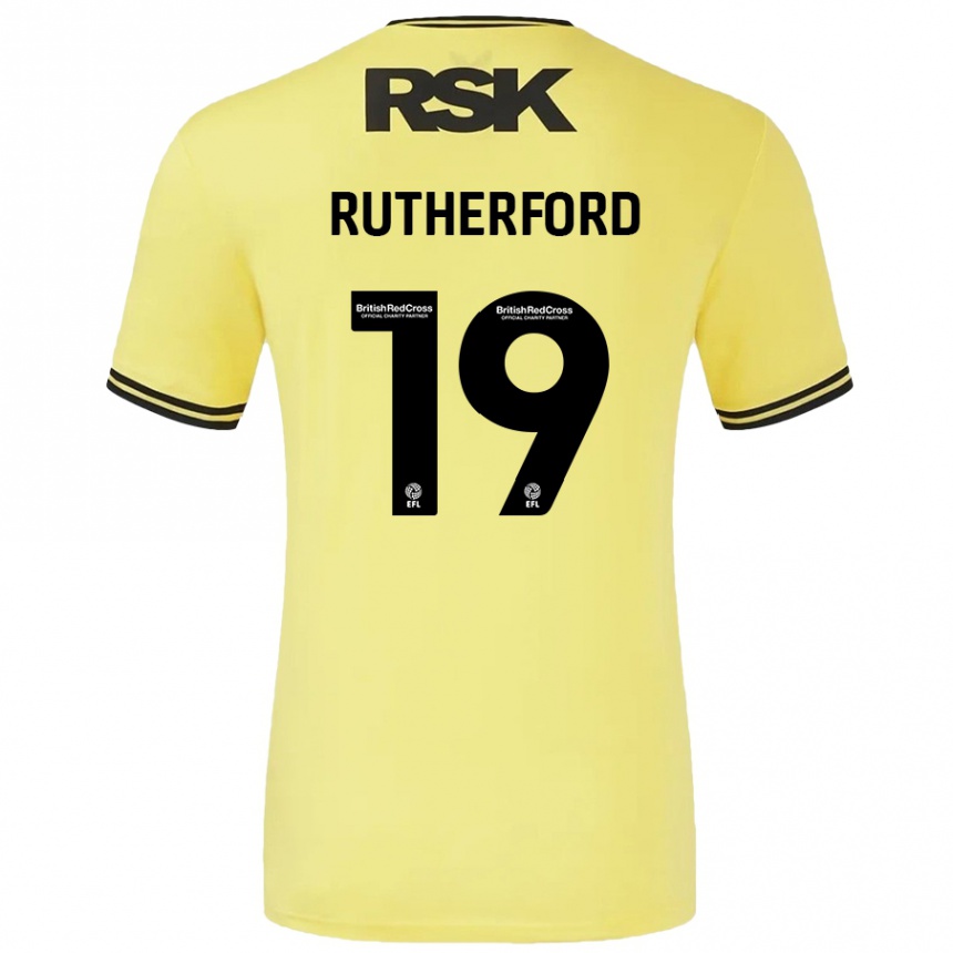 Niño Fútbol Camiseta Ella Rutherford #19 Amarillo Negro 2ª Equipación 2024/25 Perú