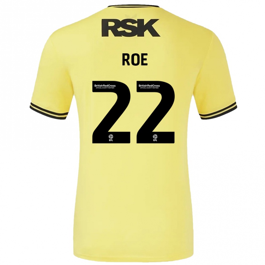 Niño Fútbol Camiseta Bethan Roe #22 Amarillo Negro 2ª Equipación 2024/25 Perú