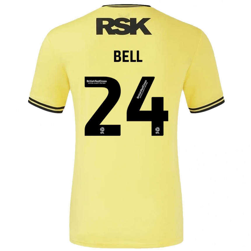 Niño Fútbol Camiseta Taylor Bell #24 Amarillo Negro 2ª Equipación 2024/25 Perú