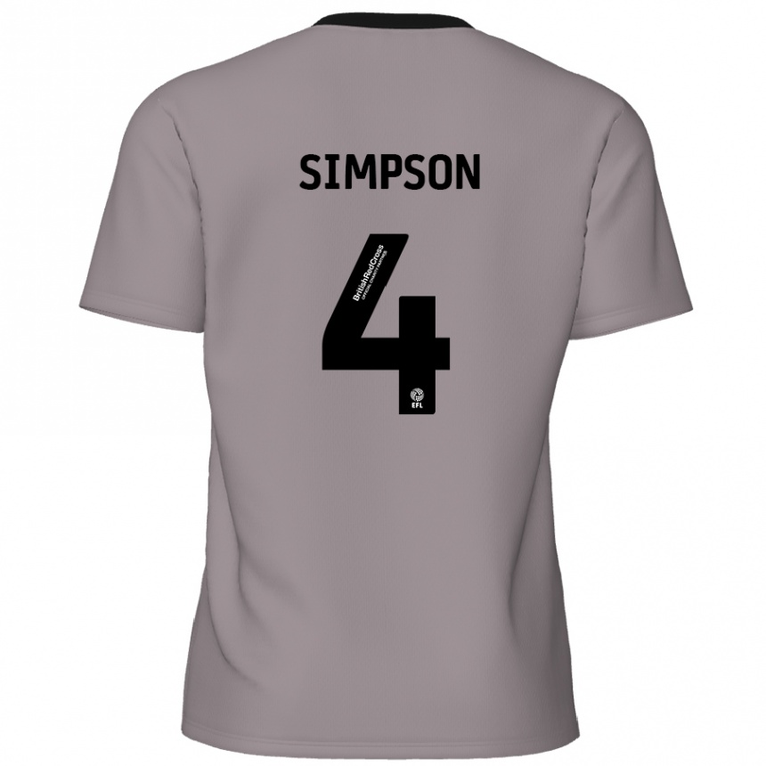 Niño Fútbol Camiseta Jack Simpson #4 Gris 2ª Equipación 2024/25 Perú