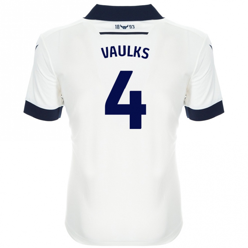 Niño Fútbol Camiseta Will Vaulks #4 Blanco Azul Marino 2ª Equipación 2024/25 Perú