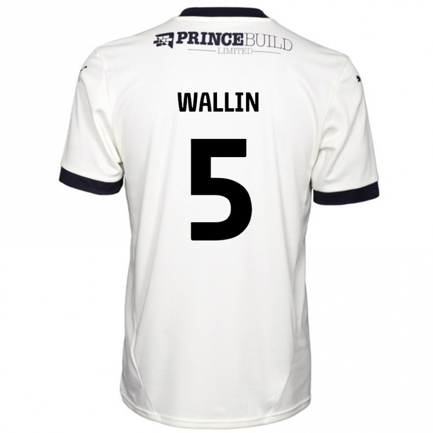 Niño Fútbol Camiseta Oscar Wallin #5 Blanquecino Negro 2ª Equipación 2024/25 Perú