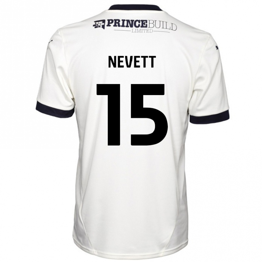 Niño Fútbol Camiseta George Nevett #15 Blanquecino Negro 2ª Equipación 2024/25 Perú