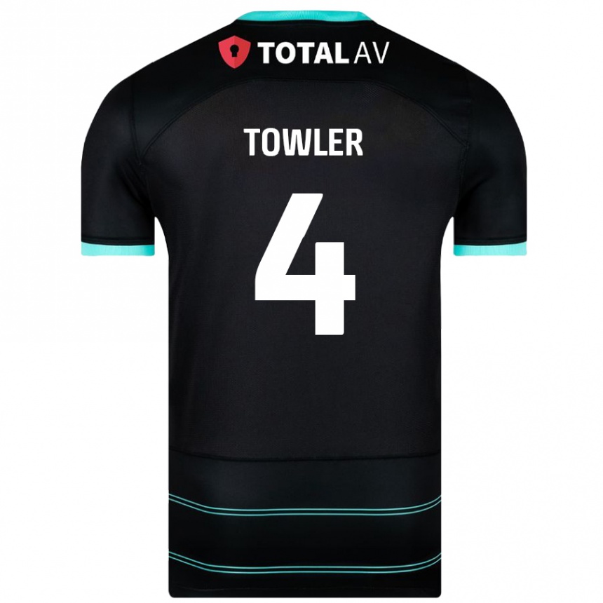 Niño Fútbol Camiseta Ryley Towler #4 Negro 2ª Equipación 2024/25 Perú