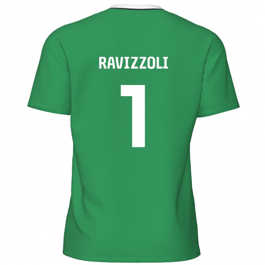 Niño Fútbol Camiseta Franco Ravizzoli #1 Verde Rayas Blancas 2ª Equipación 2024/25 Perú