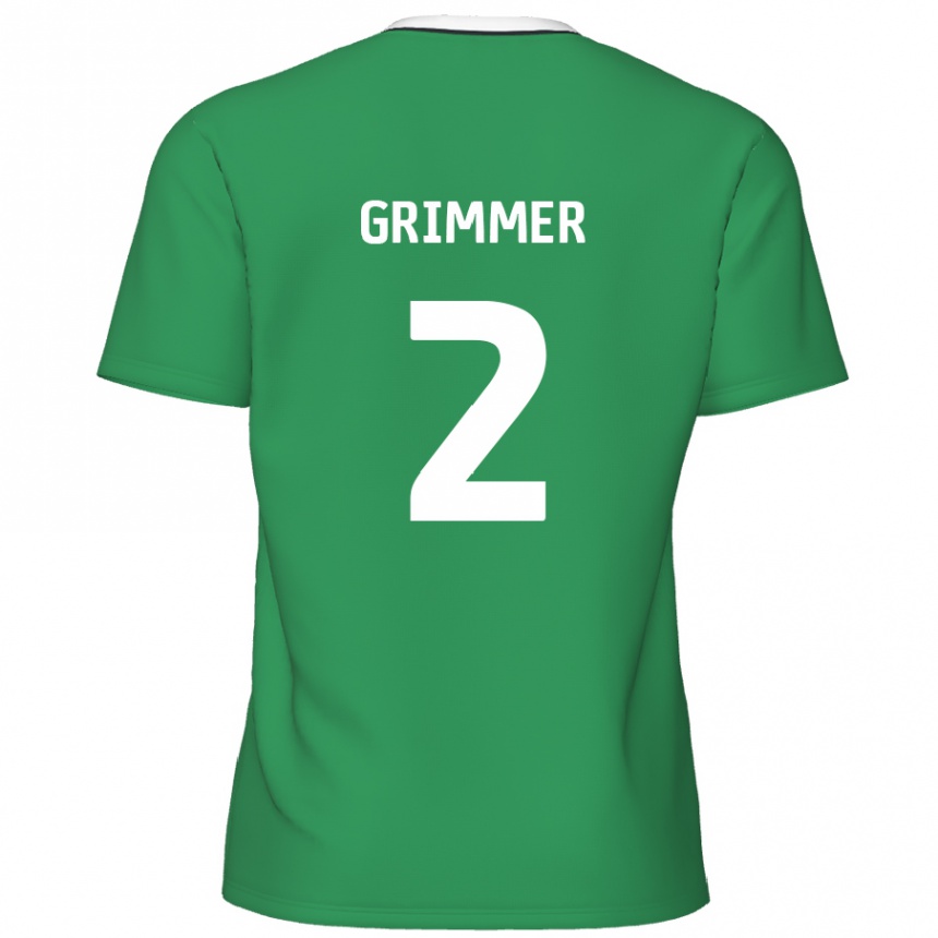 Niño Fútbol Camiseta Jack Grimmer #2 Verde Rayas Blancas 2ª Equipación 2024/25 Perú