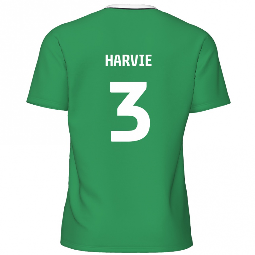 Niño Fútbol Camiseta Daniel Harvie #3 Verde Rayas Blancas 2ª Equipación 2024/25 Perú