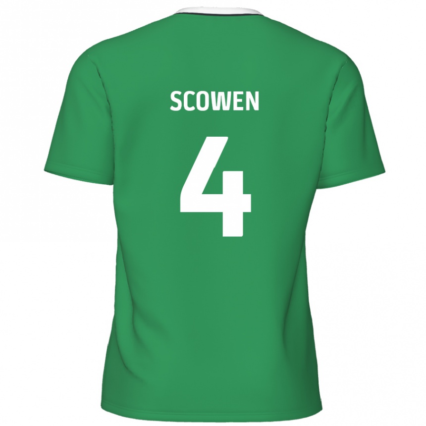 Niño Fútbol Camiseta Josh Scowen #4 Verde Rayas Blancas 2ª Equipación 2024/25 Perú