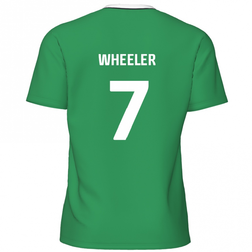 Niño Fútbol Camiseta David Wheeler #7 Verde Rayas Blancas 2ª Equipación 2024/25 Perú