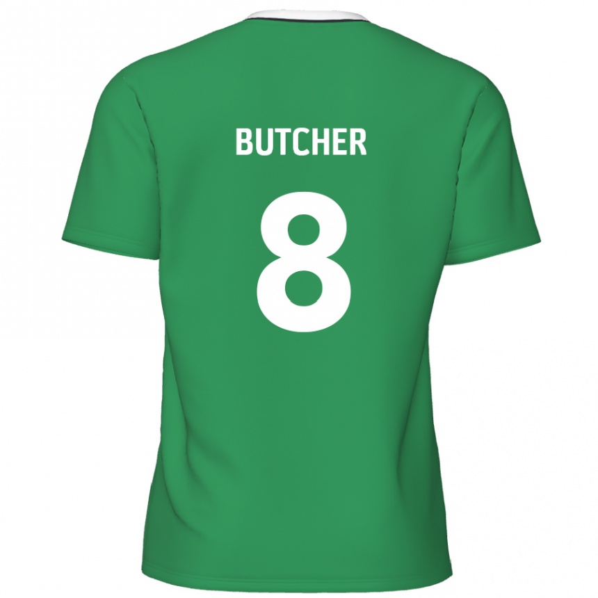 Niño Fútbol Camiseta Matt Butcher #8 Verde Rayas Blancas 2ª Equipación 2024/25 Perú