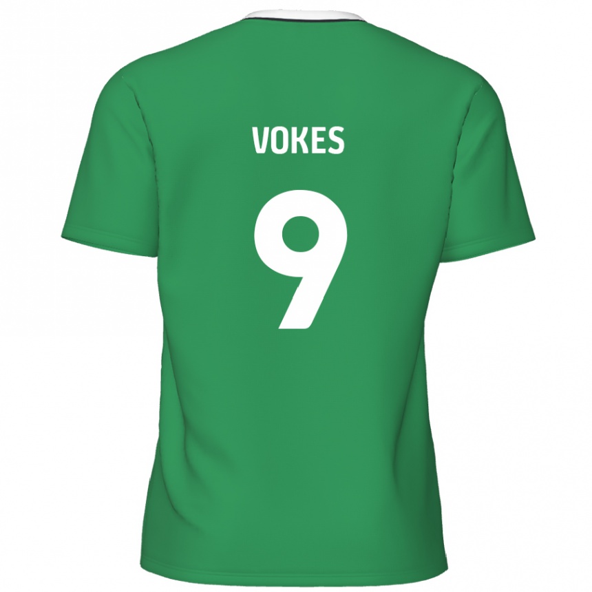 Niño Fútbol Camiseta Sam Vokes #9 Verde Rayas Blancas 2ª Equipación 2024/25 Perú