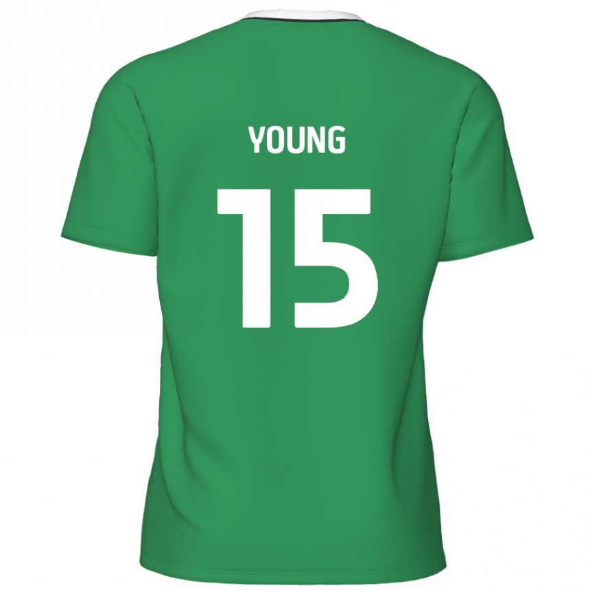 Niño Fútbol Camiseta Jack Young #15 Verde Rayas Blancas 2ª Equipación 2024/25 Perú