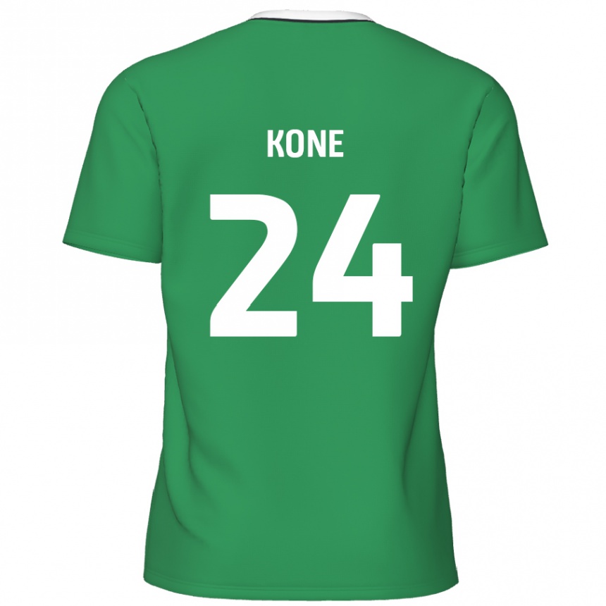 Niño Fútbol Camiseta Richard Kone #24 Verde Rayas Blancas 2ª Equipación 2024/25 Perú