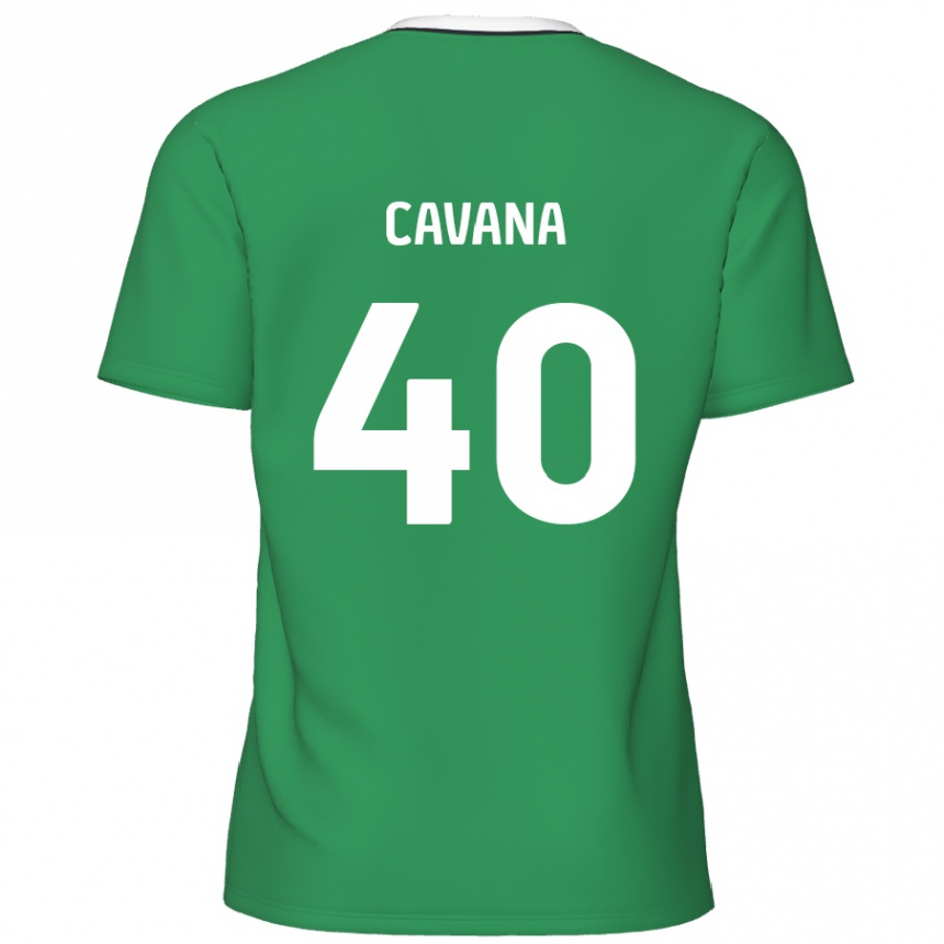 Niño Fútbol Camiseta Max Cavana #40 Verde Rayas Blancas 2ª Equipación 2024/25 Perú