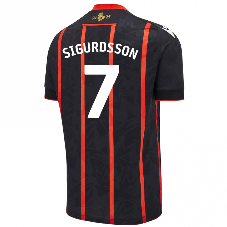 Niño Fútbol Camiseta Arnór Sigurdsson #7 Negro Rojo 2ª Equipación 2024/25 Perú