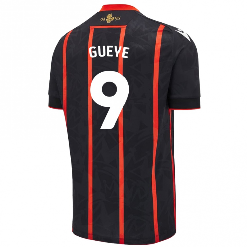 Niño Fútbol Camiseta Makhtar Gueye #9 Negro Rojo 2ª Equipación 2024/25 Perú