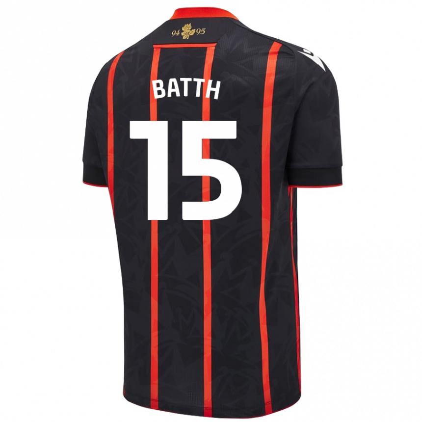 Niño Fútbol Camiseta Danny Batth #15 Negro Rojo 2ª Equipación 2024/25 Perú