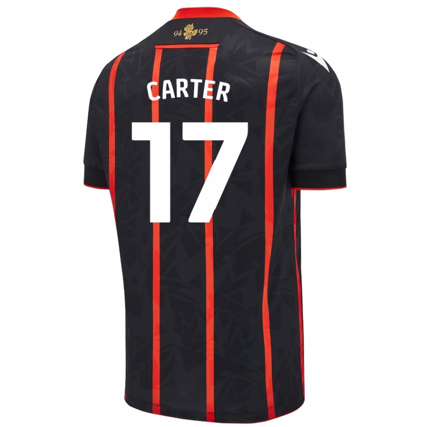 Niño Fútbol Camiseta Hayden Carter #17 Negro Rojo 2ª Equipación 2024/25 Perú