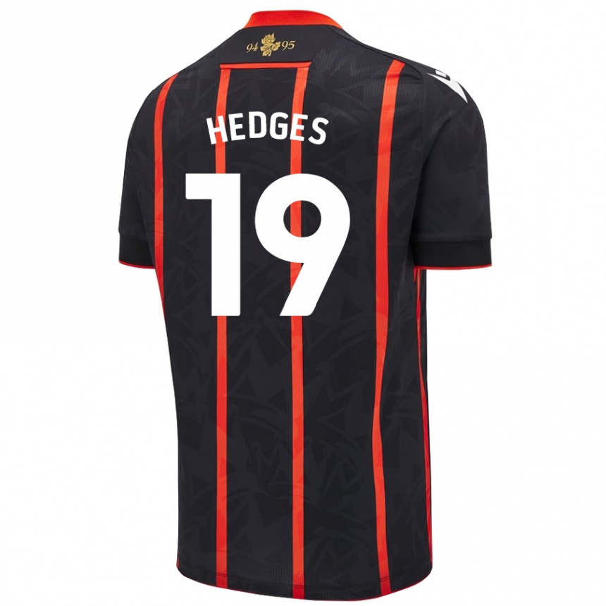 Niño Fútbol Camiseta Ryan Hedges #19 Negro Rojo 2ª Equipación 2024/25 Perú