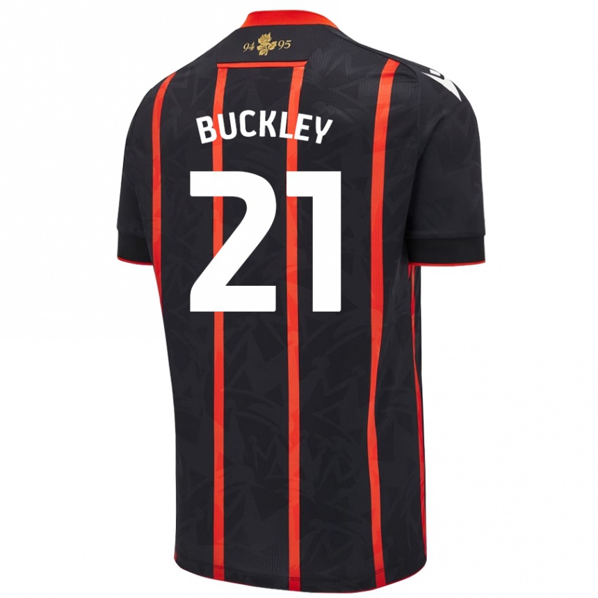 Niño Fútbol Camiseta John Buckley #21 Negro Rojo 2ª Equipación 2024/25 Perú