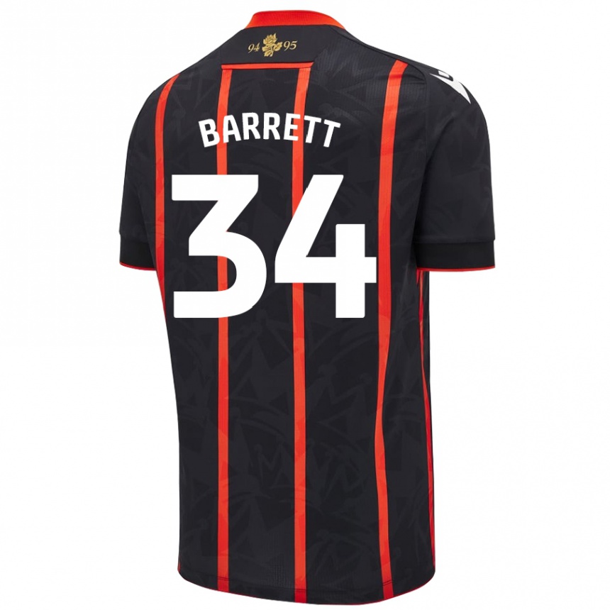 Niño Fútbol Camiseta Jack Barrett #34 Negro Rojo 2ª Equipación 2024/25 Perú