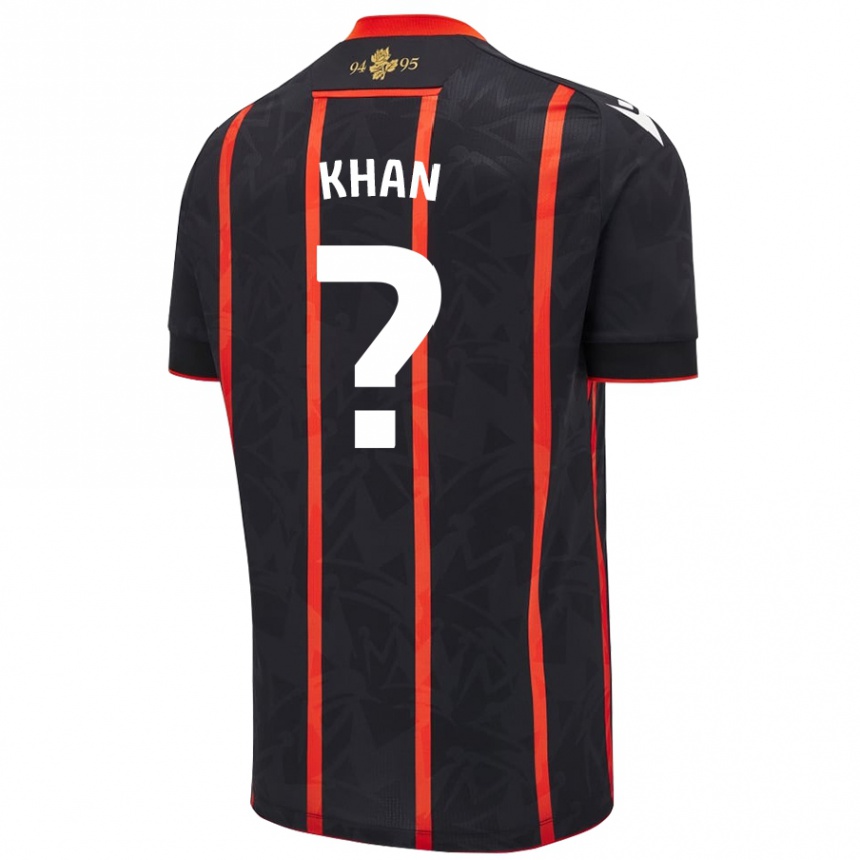 Niño Fútbol Camiseta Adam Khan #0 Negro Rojo 2ª Equipación 2024/25 Perú