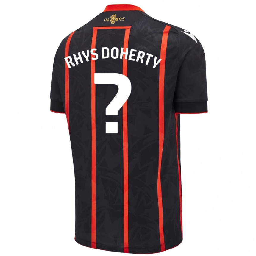 Niño Fútbol Camiseta Rhys Doherty #0 Negro Rojo 2ª Equipación 2024/25 Perú