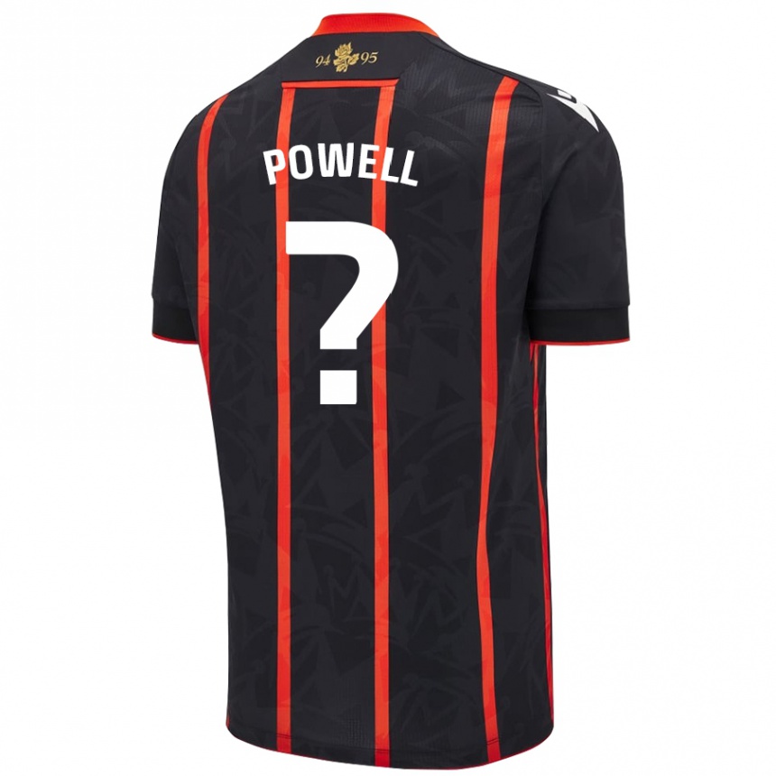 Niño Fútbol Camiseta Brandon Powell #0 Negro Rojo 2ª Equipación 2024/25 Perú