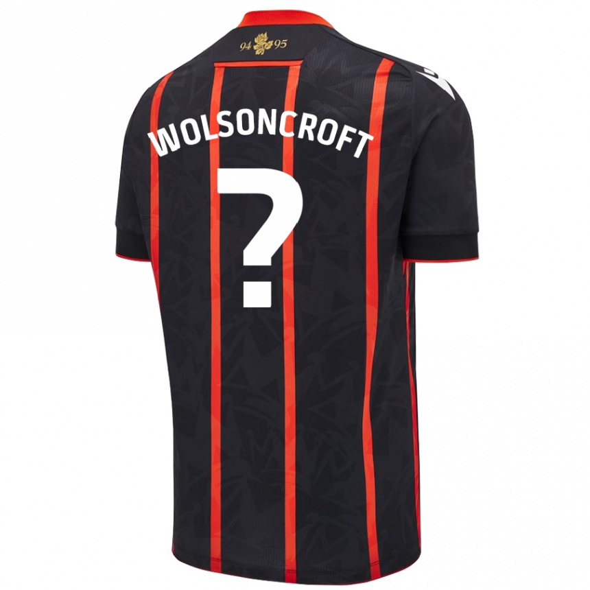 Niño Fútbol Camiseta Blake Wolsoncroft #0 Negro Rojo 2ª Equipación 2024/25 Perú