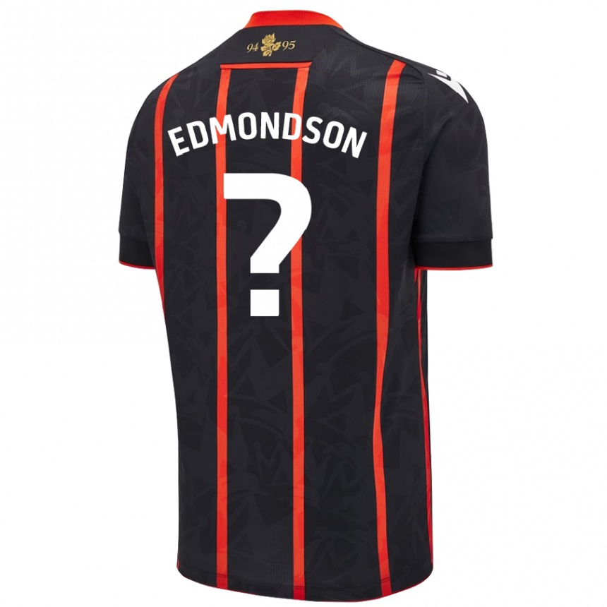 Niño Fútbol Camiseta Stephen Edmondson #0 Negro Rojo 2ª Equipación 2024/25 Perú