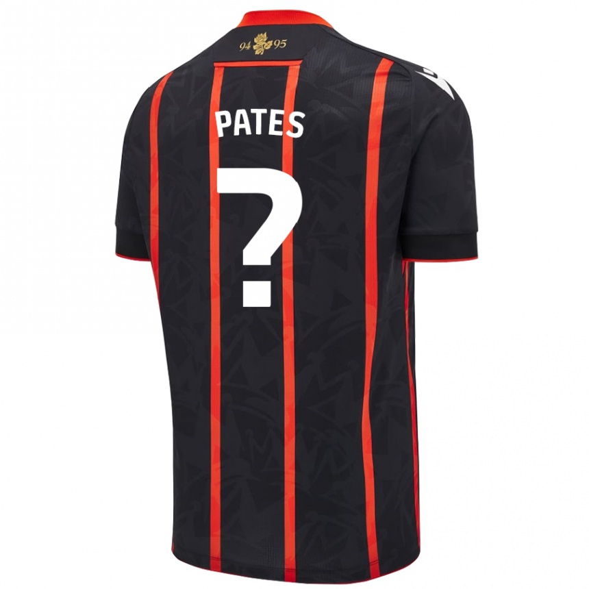 Niño Fútbol Camiseta Harvey Pates #0 Negro Rojo 2ª Equipación 2024/25 Perú