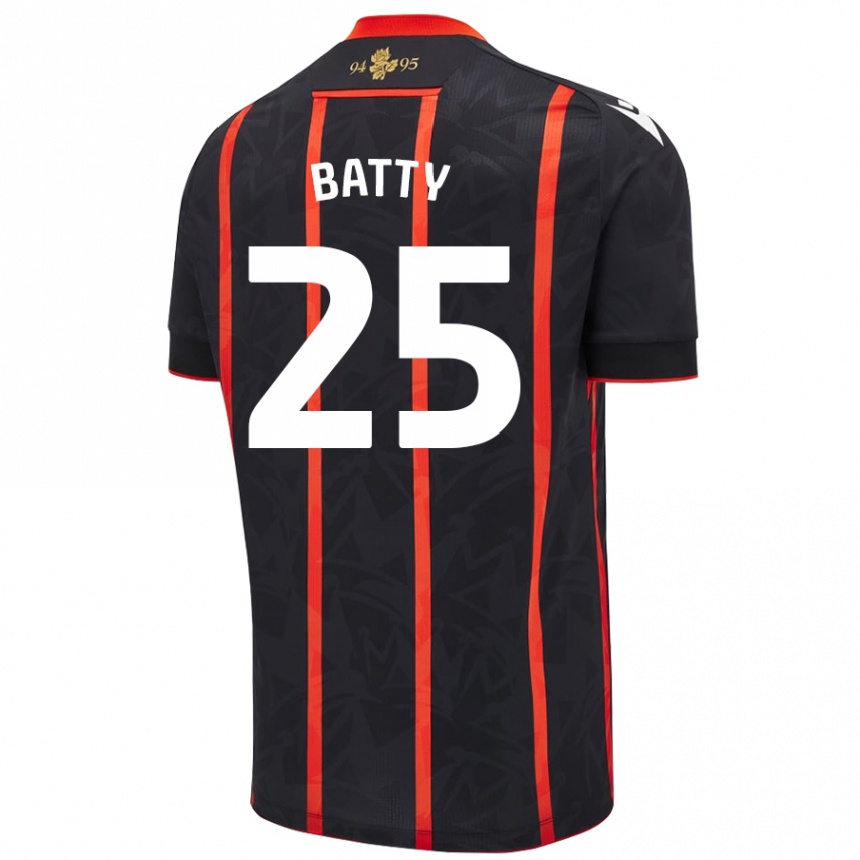 Niño Fútbol Camiseta Jake Batty #25 Negro Rojo 2ª Equipación 2024/25 Perú