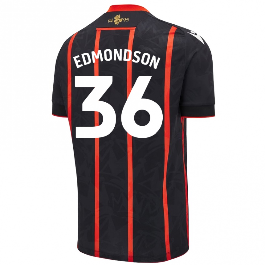 Niño Fútbol Camiseta James Edmondson #36 Negro Rojo 2ª Equipación 2024/25 Perú