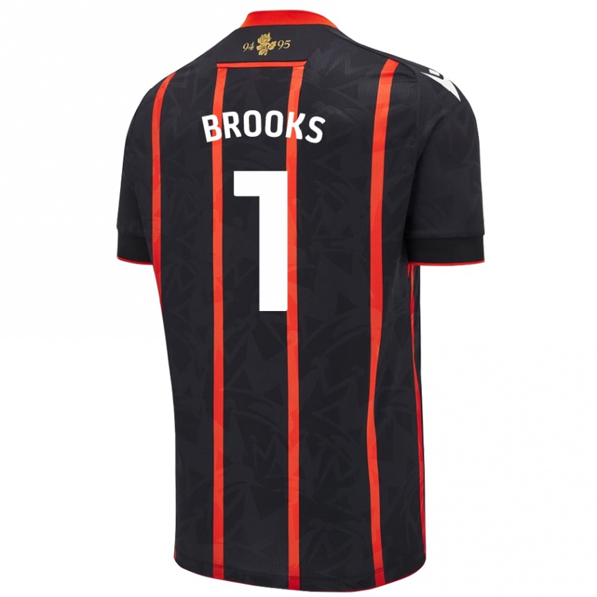 Niño Fútbol Camiseta Alexandra Brooks #1 Negro Rojo 2ª Equipación 2024/25 Perú