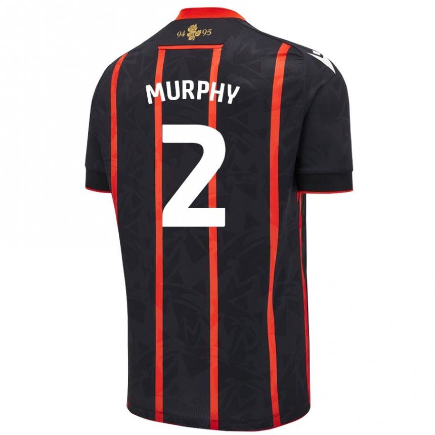 Niño Fútbol Camiseta Niamh Murphy #2 Negro Rojo 2ª Equipación 2024/25 Perú